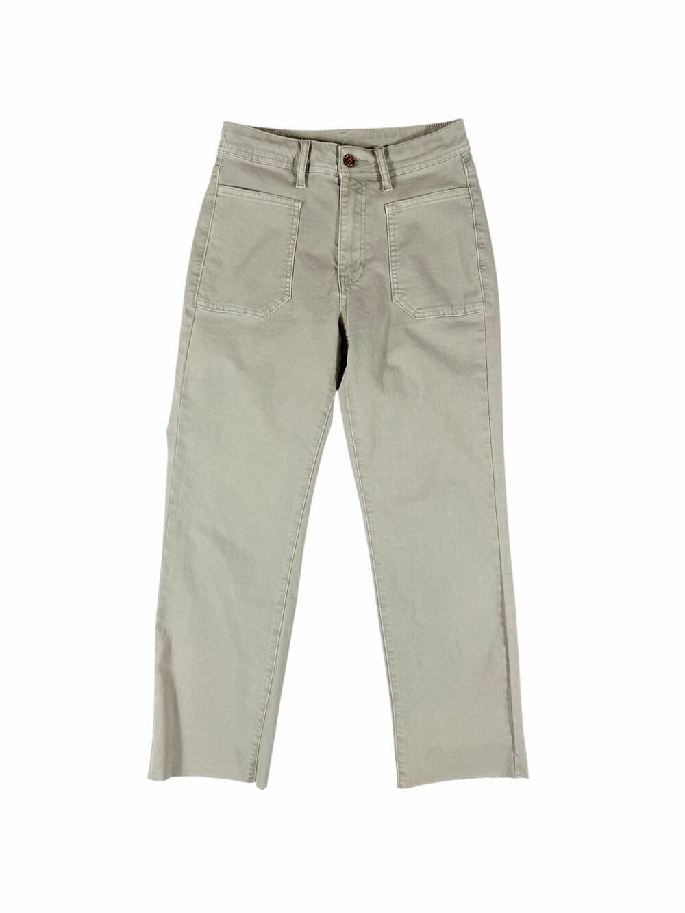 H/G Sage Green High Rise Raw Hem Straight Crop Ankle Pants Size 5/26